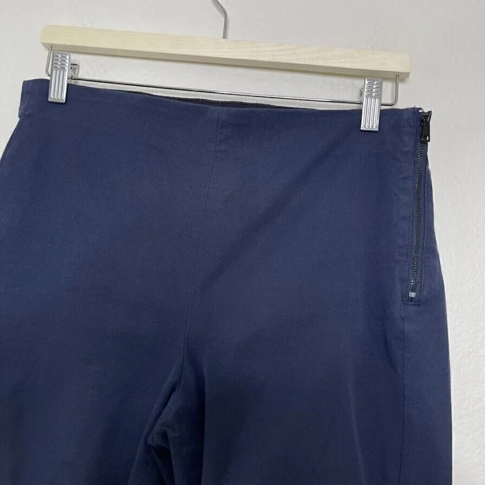 Everlane Blue Stretch Ankle Crop Side Zip Work Career Trouser Pull On Pants